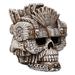 The Holiday Aisle® Stevensville Montezuma Aztec Ruler Skull Collectible Sculpture Resin in Gray | 8 H x 8 W x 8 D in | Wayfair