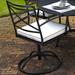 Canora Grey Millom Swivel Patio Dining Chair w/ Cushion Metal in Black | 36 H x 23.25 W x 24.5 D in | Wayfair 7D8F928F38294DA8B1FF6ACF182E3AE5
