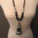 Anthropologie Jewelry | Anthropologie Glass Bead Tassel Necklace | Color: Gray/Green | Size: Os