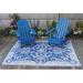 Blue/White 72 x 0.25 in Area Rug - Mad Mats Garland Oriental Polypropylene Blue Indoor/Outdoor Area Rug - Reversible, UV Resistant Polypropylene | Wayfair