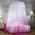 GLXQIJ Large Romantic Gradient Color Dome Mosquito Net Curtain Princess Bed Canopy Lace Round Tent Bedding,with String Light,Pink