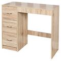 URBNLIVING 3 Drawer Wooden Bedroom Dressing Table (Oak Carcass + Oak Drawers)