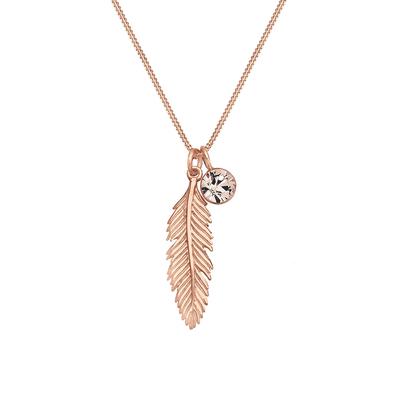 Elli Halskette Feder Boho Kristalle 925 Silber 45 Damen