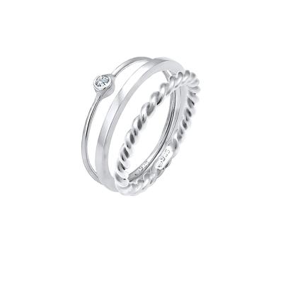 Elli Ringset Solitär 925 Silber, mit Kristallen von Swarovski® 52 Damen Image