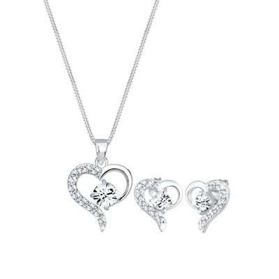 Elli Herz Kristalle Edel 925 Silber Weiß Damen