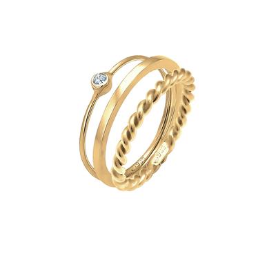 Elli - Ringset Solitär Kristalle 925 Silber Ringe 1 ct Damen