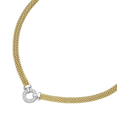 Smart Jewel Collier elegant mit Zirkonia, Silber 925 - vergoldet Bicolor Hellbraun Damen