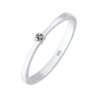 Elli Solitär Klassisch Kristalle 925 Silber 56 Damen