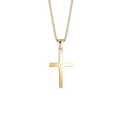 Elli DIAMONDS - Basic Kreuz Glaube Diamant (0.005 ct) 925 Silber Ketten 1 ct Damen (79.99 € / 1 ct)
