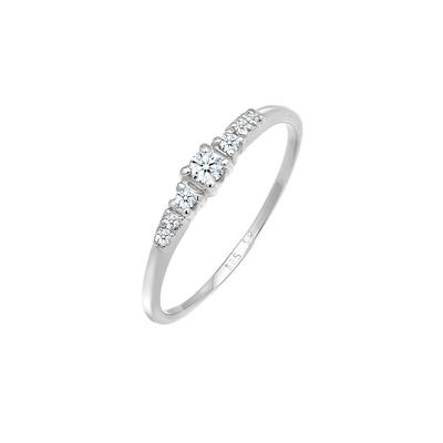 Elli DIAMONDS Verlobungsring Diamanten (0.11 ct) 585 Weißgold 58 Damen