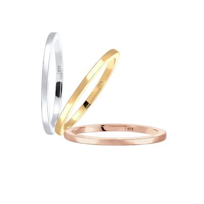 Elli Ring Set Basic Stacking Tricolor 925 Silber vergoldet 54 Damen