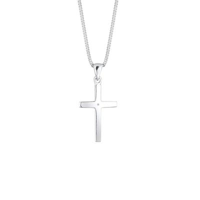 Elli DIAMONDS - Basic Kreuz Glaube Diamant (0.005 ct) 925 Silber Ketten 1 ct Damen (69.99 € / 1 ct)