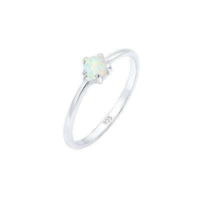 Elli - Basic Trend Bandring Synthetischer Opal 925 Silber Ringe 1 ct Damen