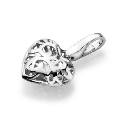 Giorgio Martello Milano - Charm Herz durchbrochen mit Ornamenten, Silber 925 Charms & Kettenanhänger 1 ct Silber Damen