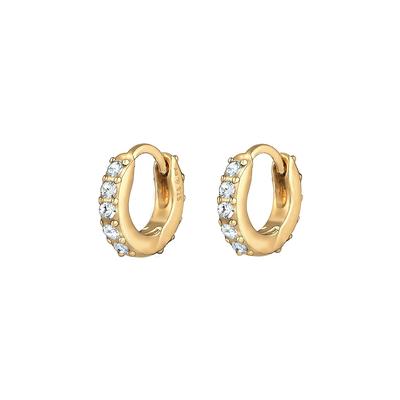 Elli Creolen Minimal Kristalle 925 Silber goldfarben Damen