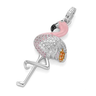 Giorgio Martello Milano - Anhänger Flamingo, Silber 925 Charms & Kettenanhänger 1 ct Grün Damen