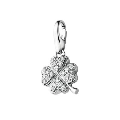 Giorgio Martello Milano - Charm Kleeblatt mit Zirkonia, Silber 925 Charms & Kettenanhänger 1 ct Silber Damen