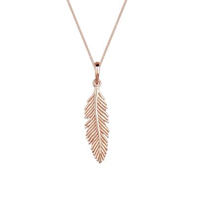 Elli Halskette Feder Boho Festival 925 Silber rosefarben Damen