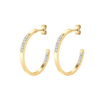 Elli Creolen Edel Zart Kristalle 925 Silber goldfarben Damen