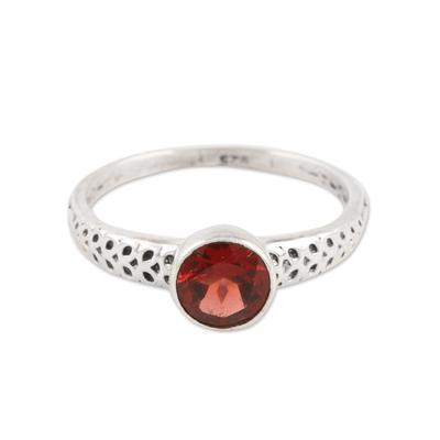 Royal Round,'Faceted Garnet Solitaire Ring from India'