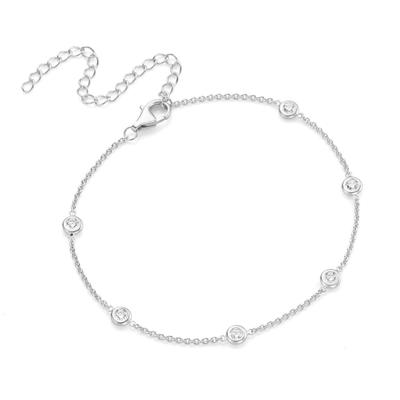 Smart Jewel - Fusskette trendig mit vielen Zirkonia Steinen, Silber 925 Ketten 1 ct Weiss Damen (74.99 € / 1 ct)