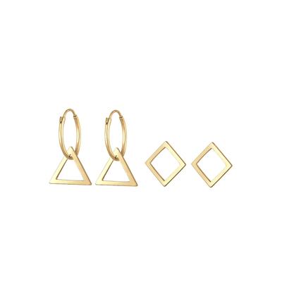 Elli Creolen Set Hänger Geo Dreieck Trend 925 Silber goldfarben Damen