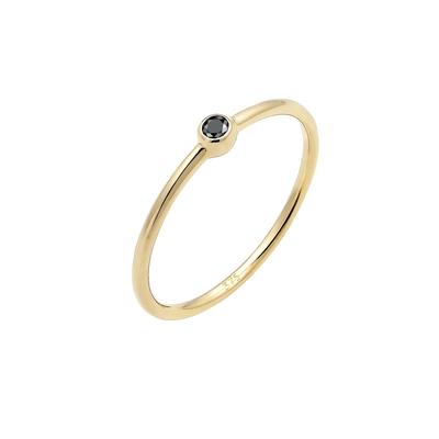 Elli DIAMONDS - Solitär Schwarzer Diamant (0.03 ct) 375er Gelbgold Ringe 1 ct Damen