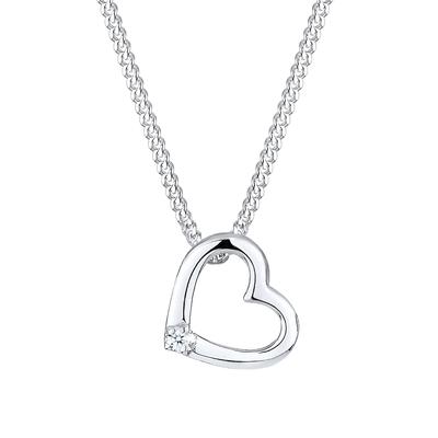 Elli DIAMONDS - Herz Liebe Diamant (0.015 ct.) 925 Silber Ketten 1 ct Damen