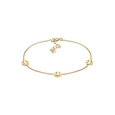 Elli mit Smiling Face Plättchen Basic Blogger Trend 925 Silber goldfarben Damen Image
