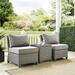 Bradenton 3Pc Outdoor Wicker Chair Set Bradenton Gray Outdoor Wicker - Side Table & 2 Armless Chairs - Crosley KO70174GY-GY