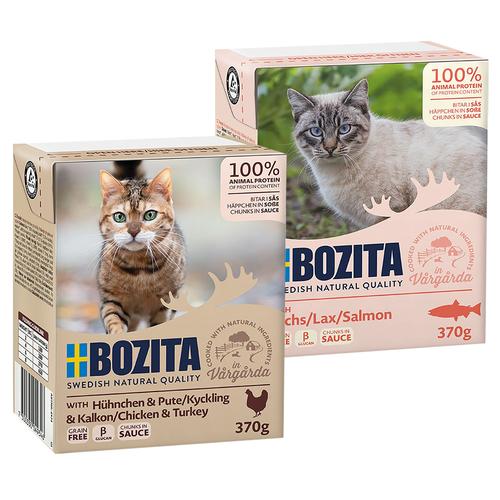 24x370g Mixpaket Soße(2 Sorten) Bozita Häppchen Katzenfutter