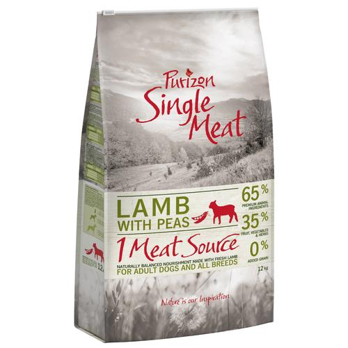 12kg Lamm mit Erbsen und Hopfenblumen Purizon Single Meat Hundefutter trocken