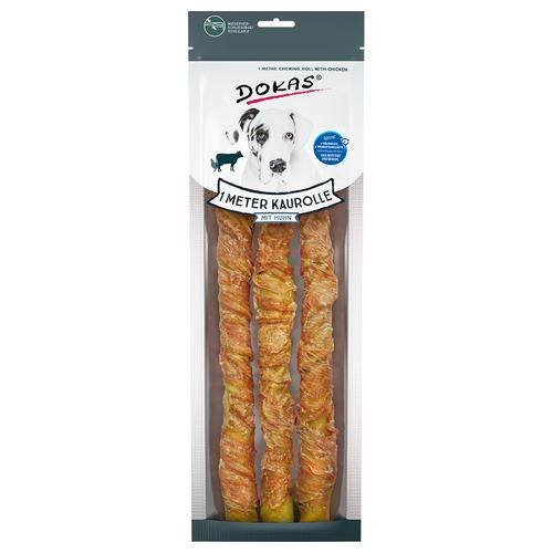 3x315g 1 Meter Kaurolle Huhn Dokas Hundesnack