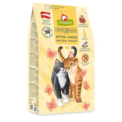 2x1,8kg DeliCatessen Kitten Geflügel Granatapet Katzenfutter trocken