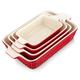 MALACASA, Series Bake, Rectangular Baking Dish Set of 4 (9"/11"/12"/14"), Oven to Table Baking Dish with Ceramic Handles Ideal for Lasagne/Pie/Casserole/Tapas, Red