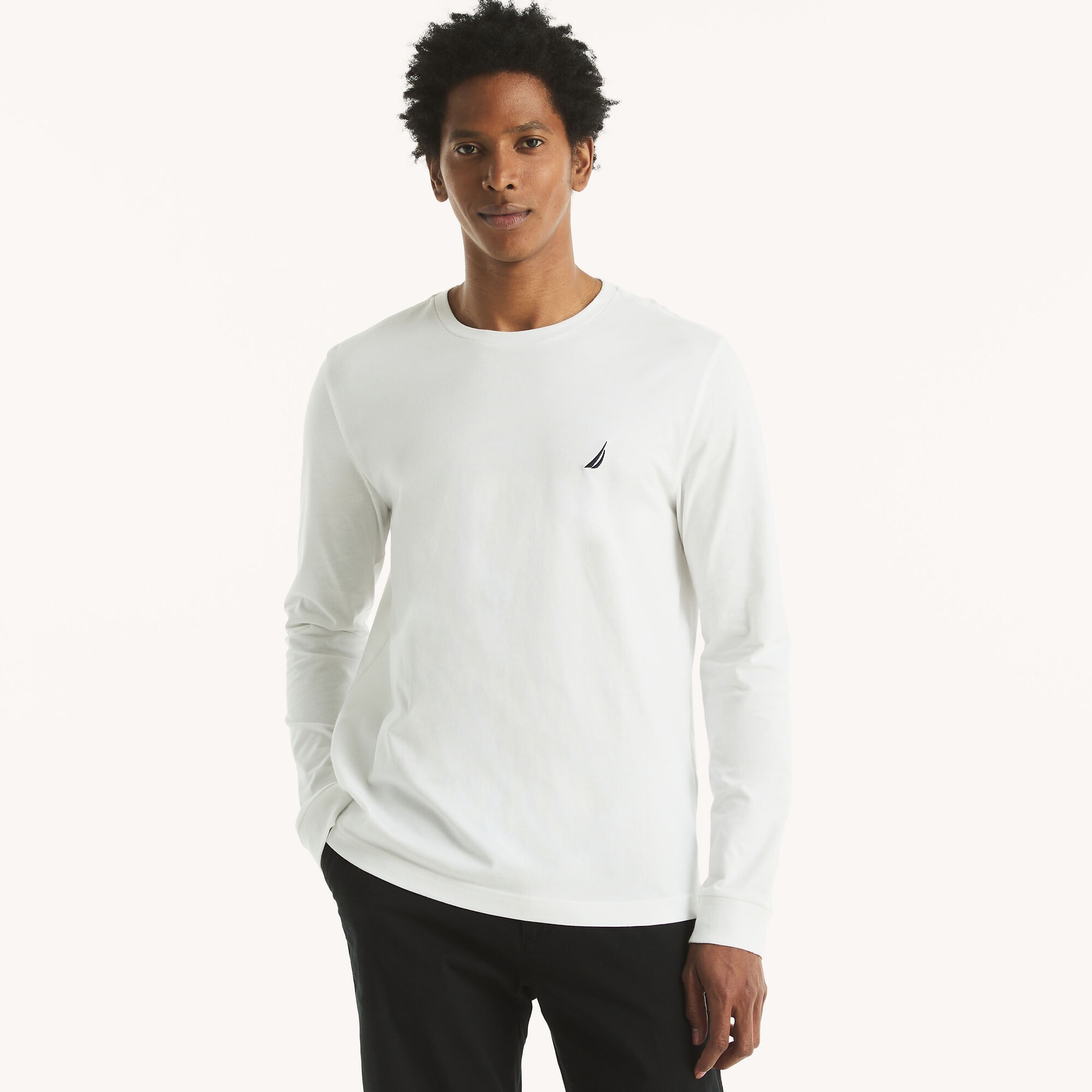 Nautica Men's Long-Sleeve Deck T-Shirt 101 (Bright White), XXL