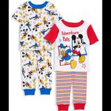 Disney Pajamas | 2 Pairs 18m 2-Piece Mickey Mouse Sleepwear Sets | Color: Blue/Red | Size: 18mb