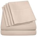 Queen Sheets Beige - 6 Piece 1500 Supreme Collection Fine Brushed Microfiber Deep Pocket Queen Sheet Set Bedding - 2 Extra Pillow Cases, Great Value, Queen, Beige