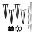 Relaxdays Hairpin Legs, 4er Set, 3 Streben, Metall, Haarnadel Tischbein für Hocker, Tisch & Schrank, 30 cm hoch, schwarz