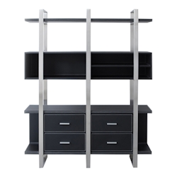 Aktenschrank Büroschrank Büroausstattung Büromöbel Brindisi Design, schwarz, Lederoptik, Edelstahl Jet-Line Image