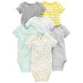 Simple Joys by Carter's Baby Mädchen Neutral Short-Sleeve Novelty-Infant-and-Toddler-Bodysuits, Grau/Gelb, 0 Monate (6er Pack)