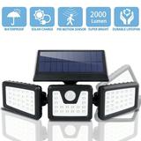 BALORAY 20W 70 LED Solar Motion Sensor Security Lights 2000Lumen 6500K Wireless Outdoor Solar Lights Flood Lights for Garden Door Patio Yard Black