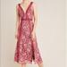 Anthropologie Dresses | Anthropologie Embroidered Lace Midi Dress- Plum | Color: Red/Tan | Size: M