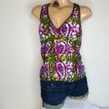 Athleta Tops | Athleta Ikat Paisley Racer Back Tankini Mt | Color: Green/Purple | Size: M