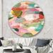 East Urban Home 'Abstract Pastel Flower Painting w/ & Blue' - Painting Print on Metal Circle in Pink | 23 H x 23 W x 1 D in | Wayfair