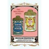Buyenlarge Sanitol Talcum Powder & Floressence Violette Talc Vintage Advertisement Paper in Green/Red | 42 H x 28 W x 1.5 D in | Wayfair