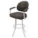 17 Stories Cheney Swivel 35" Extra Tall Stool Upholstered/Metal in Gray/White | 52 H x 22.5 W x 22 D in | Wayfair STSS7897 44396418