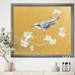 East Urban Home 'Gold Bird on Blossoms II' - Picture Frame Print on Canvas Canvas | 30 H x 30 W x 1 D in | Wayfair 183663F47D61429FBE49F704A74C680E