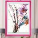 East Urban Home Abstract Handpainted Purple & Blue Flowers - Picture Frame Print on Canvas in Gray/White | 46 H x 36 W x 1.5 D in | Wayfair