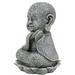 Bungalow Rose Feng Shui Zen Meditating Japanese Jizo Monk on Lotus Throne Figurine Resin in Gray | 4 H x 3 W x 3 D in | Wayfair